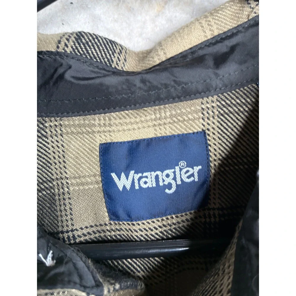 Wrangler Mens Plaid Western Snap Shirt Tan Black XLT Tall 75273AA Long Sleeve